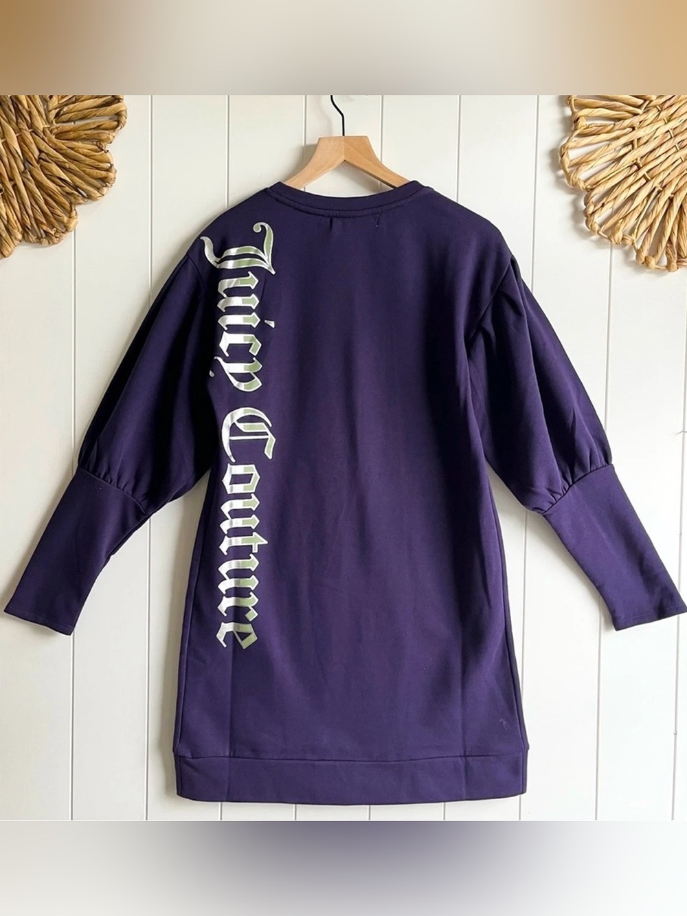 Juicy Couture Purple Logo Print Women’s Sweater Tunic Dress